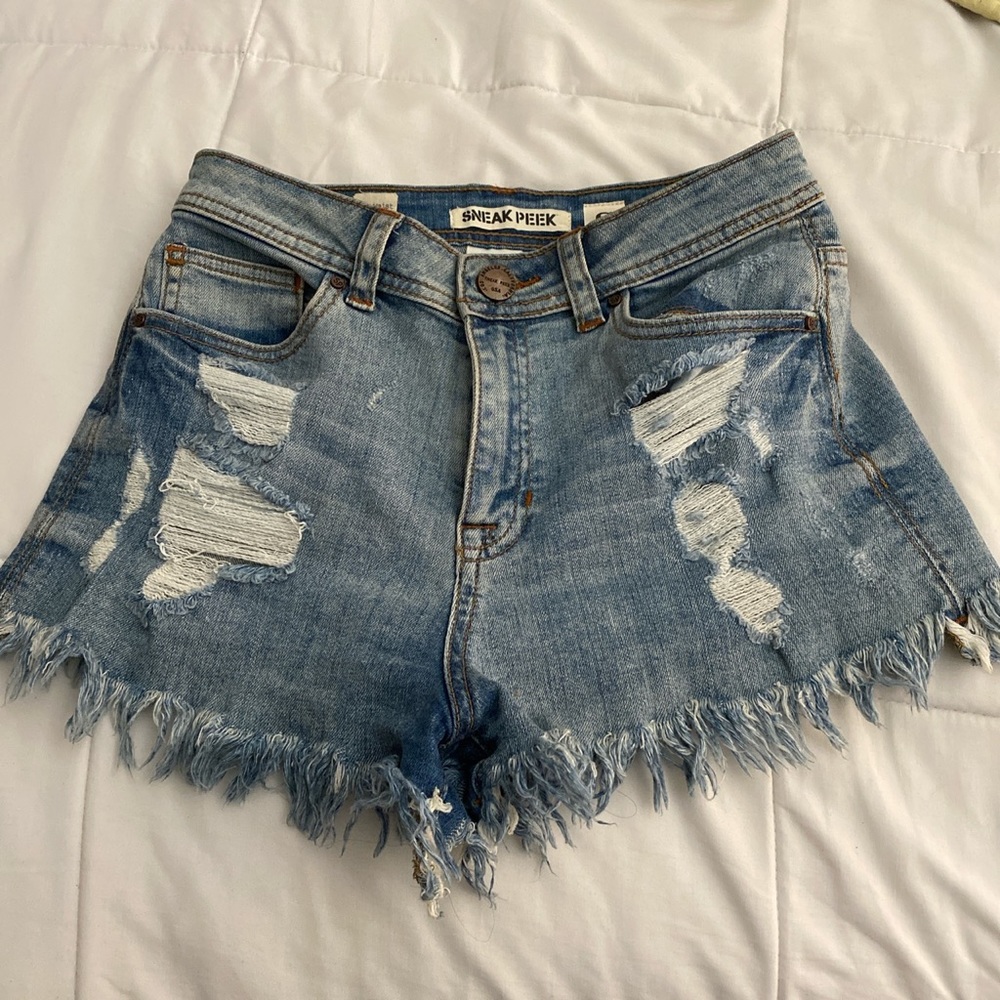 High waisted jean shorts